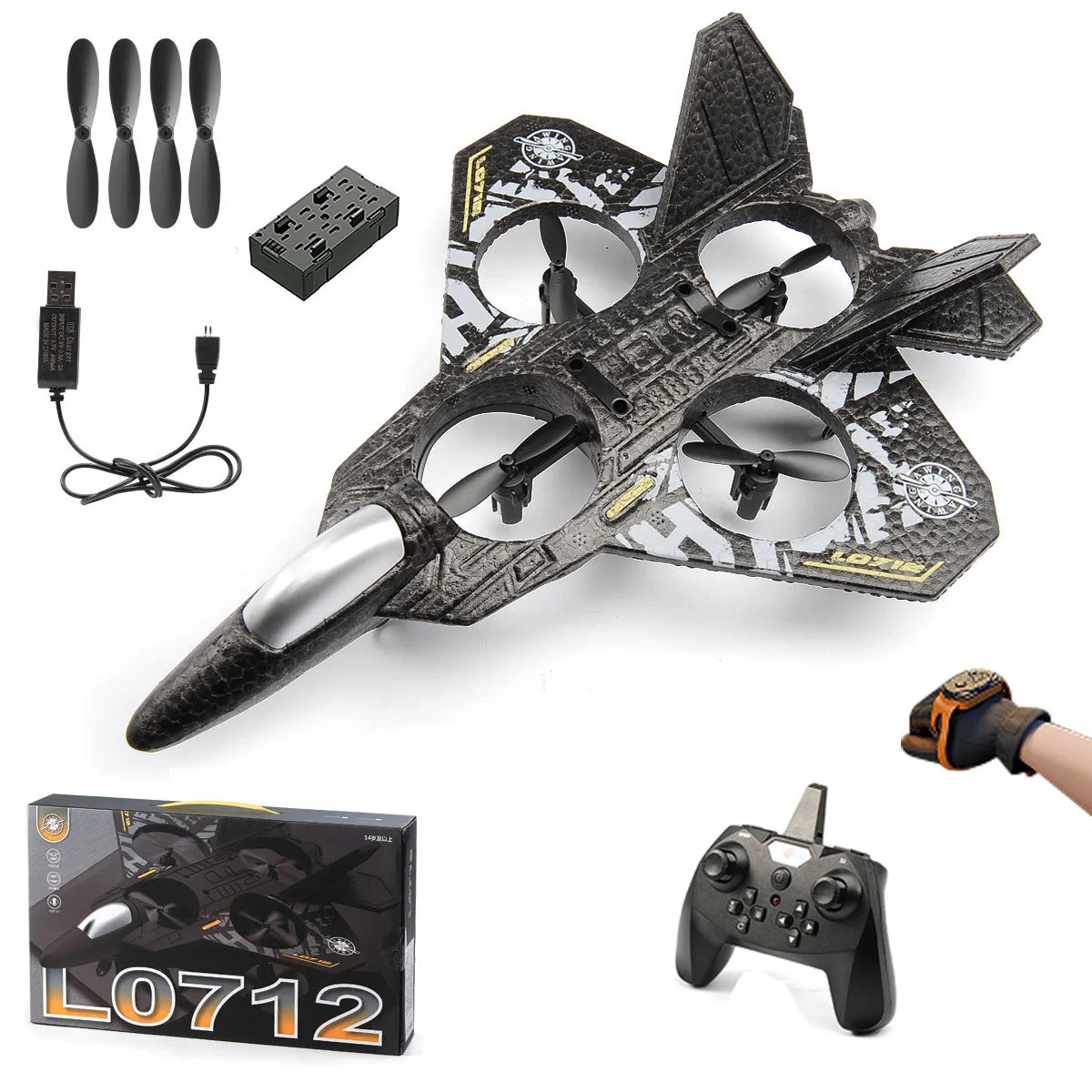L0712 RC Glider – Beginner-Friendly Plane with Gravity Sensor & LED