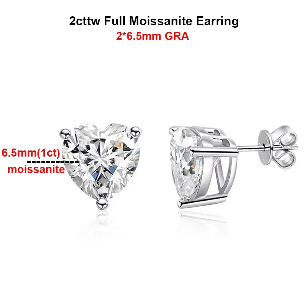 Heart Moissanite Earrings