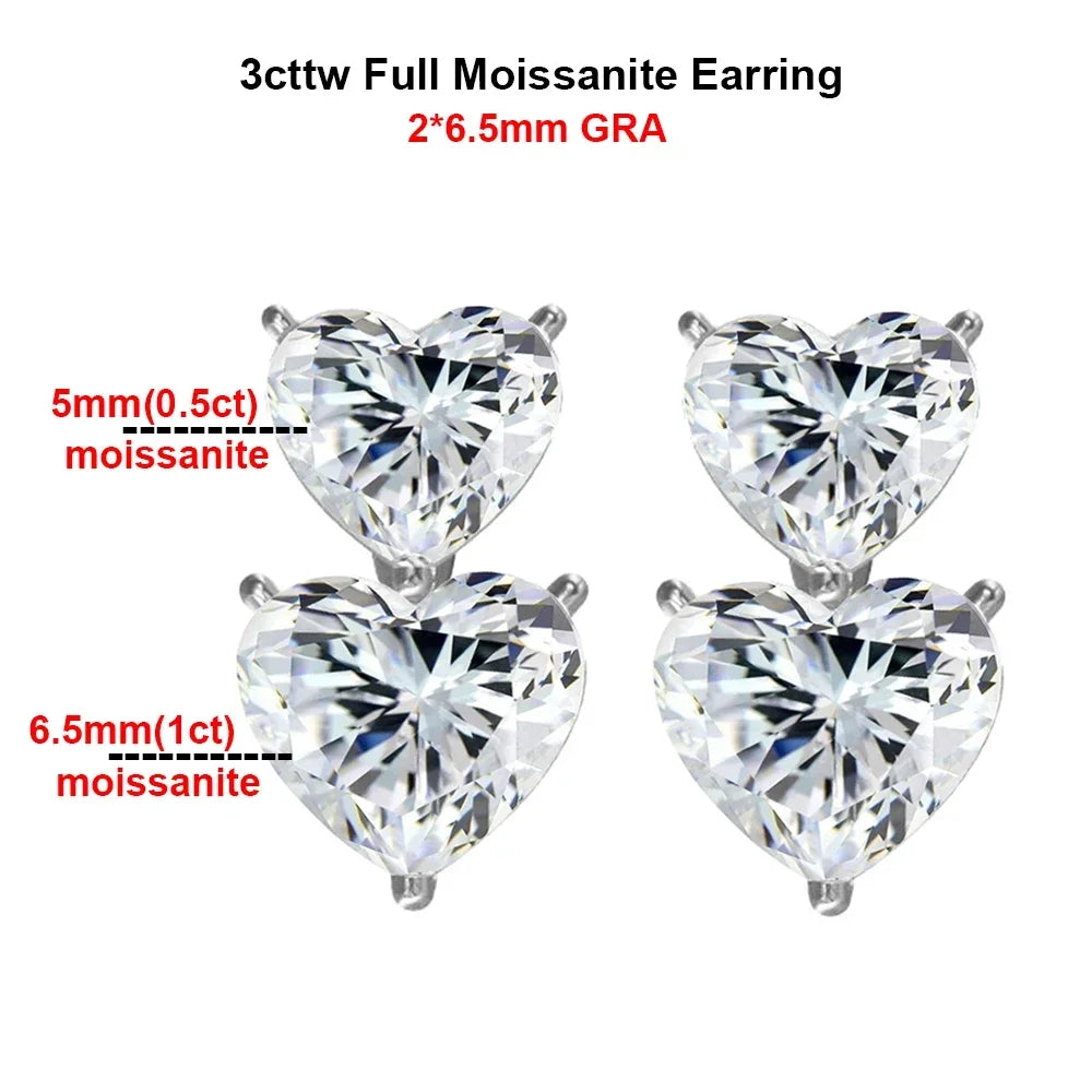 Heart Moissanite Earrings